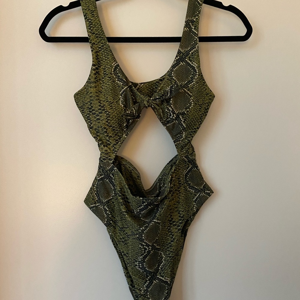 Snake print one piece bathing suit
